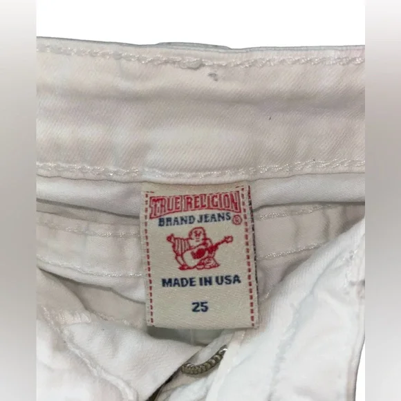 🔥TRUE RELIGION!! DESIGNER WHITE DENIM JEANS WITH BLUE DETAILING!! 🔥 - Picture 7 of 15